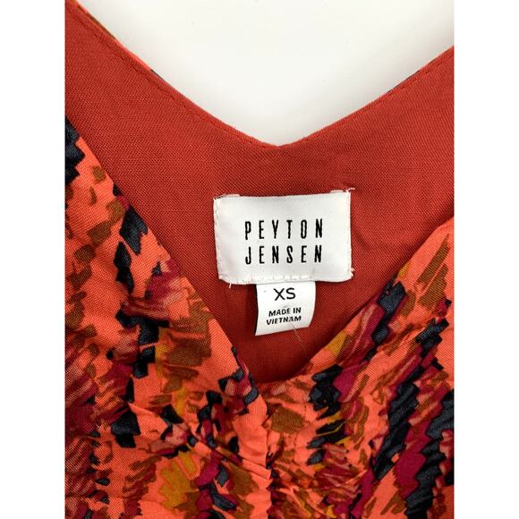 EVEREVE NWT Peyton Jensen Teddi Red Orange Abtract Maxi Dress // XS - Picture 2 of 6